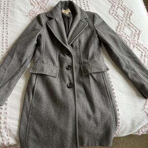 Women’s Michael Kors Grey Wool-Blend Button Front Coat Jacket xs
